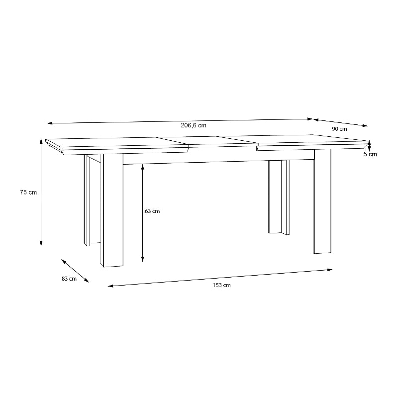 Illopa Extending Dining Table 160-207cm - White Tree Furniture