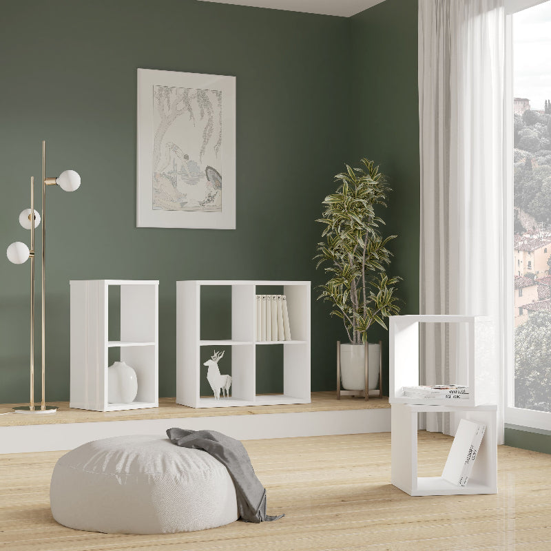 Mauro 1 Shelf Storage Unit in High Gloss White - White Tree Furniture