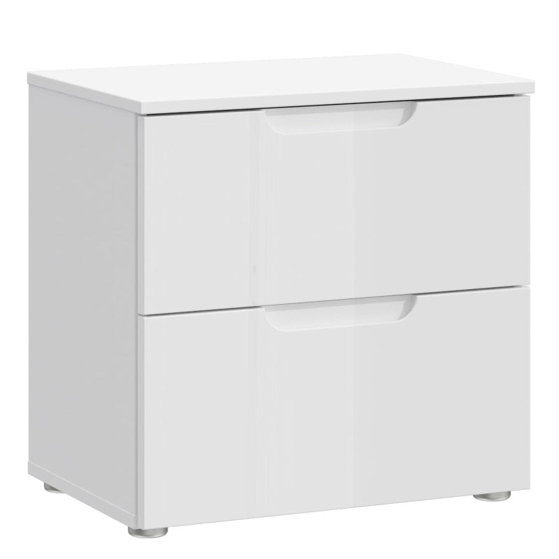 Sienna High Gloss White Bedside Table - White Tree Furniture