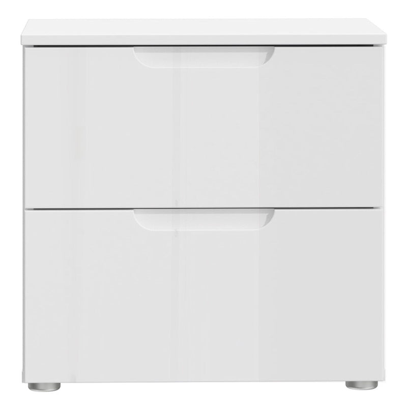 Sienna High Gloss White Bedside Table - White Tree Furniture