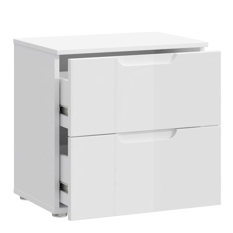 Sienna High Gloss White Bedside Table - White Tree Furniture