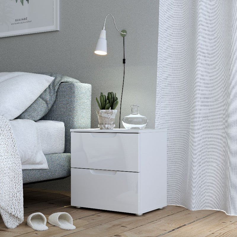 Sienna High Gloss White Bedside Table - White Tree Furniture