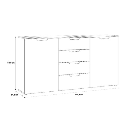 Sienna High Gloss White Wide Chest of 4 Drawers w/ 2 Doors - White Tree Furniture