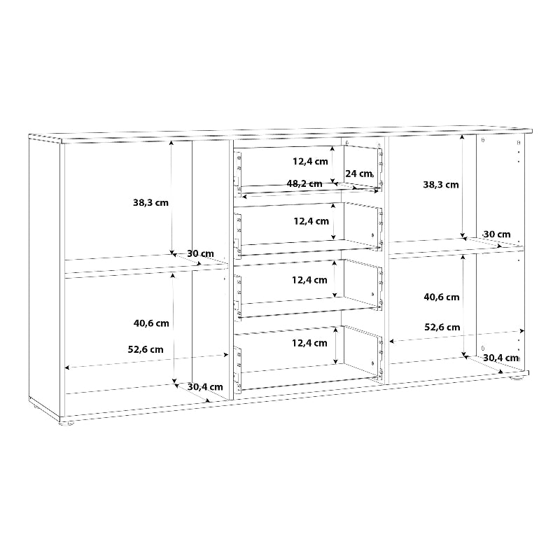 Sienna High Gloss White Wide Chest of 4 Drawers w/ 2 Doors - White Tree Furniture