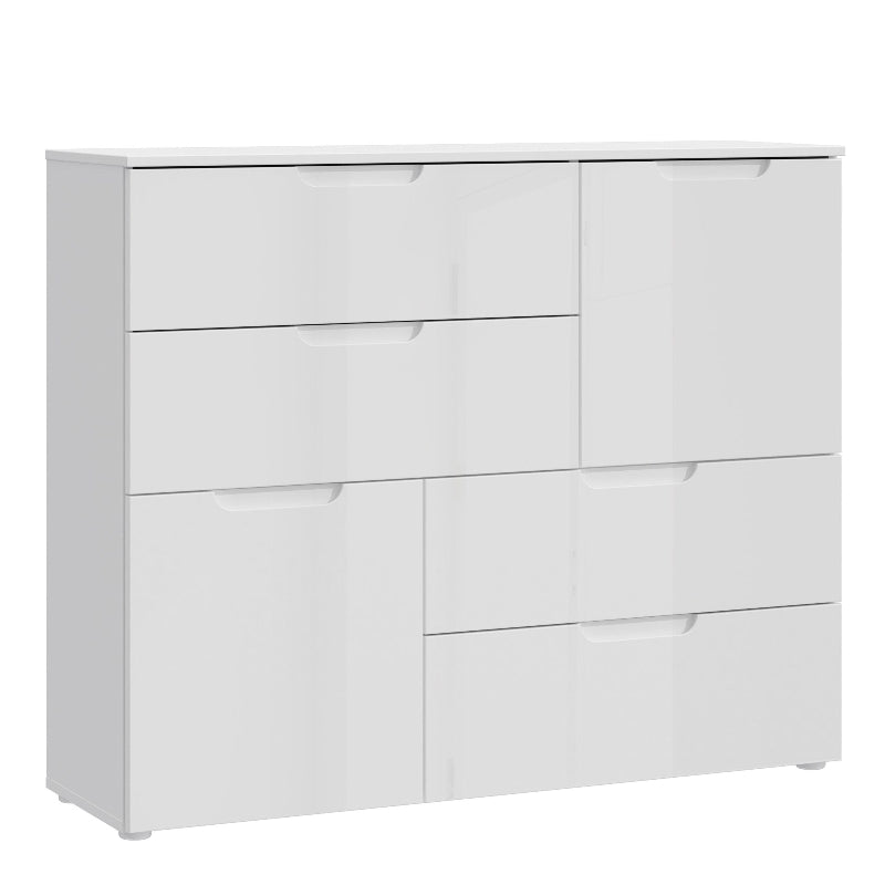 Sienna Abstract High Gloss White Chest of Drawers - White Tree Furniture