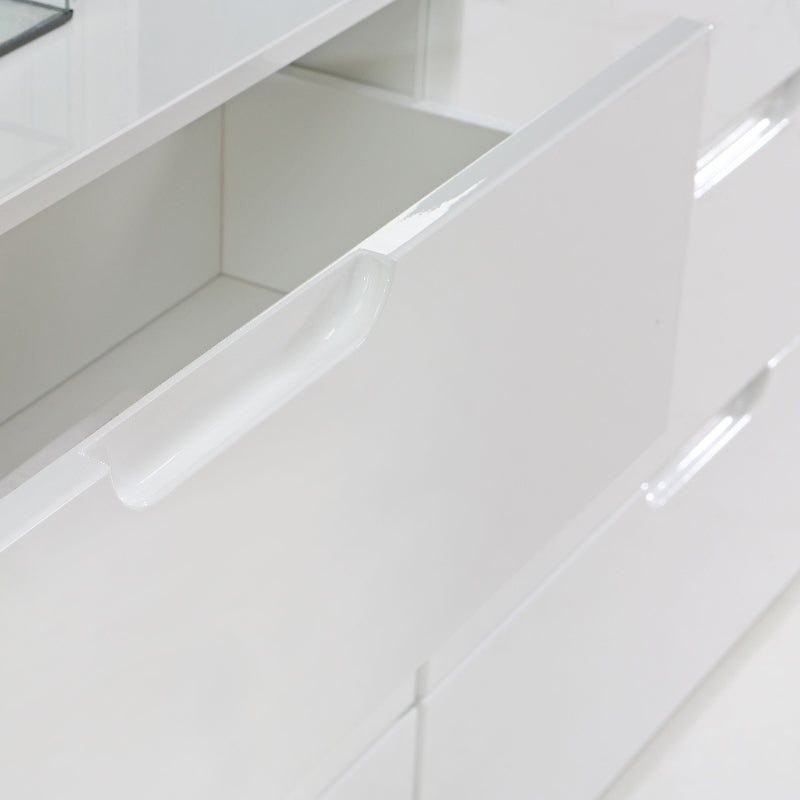 Sienna Abstract High Gloss White Chest of Drawers - White Tree Furniture