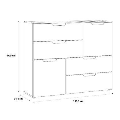 Sienna Abstract High Gloss White Chest of Drawers - White Tree Furniture