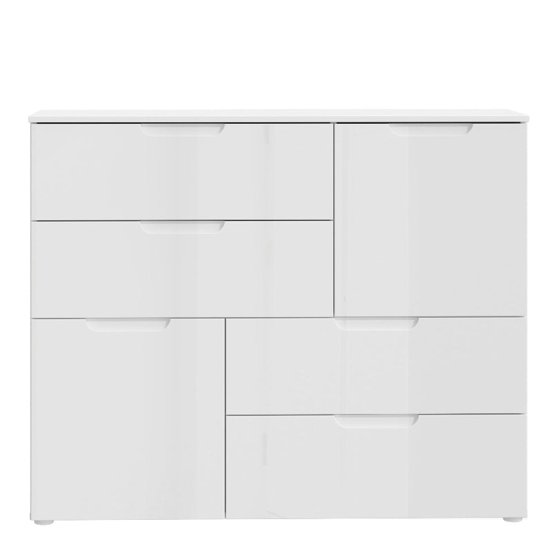 Sienna Abstract High Gloss White Chest of Drawers - White Tree Furniture