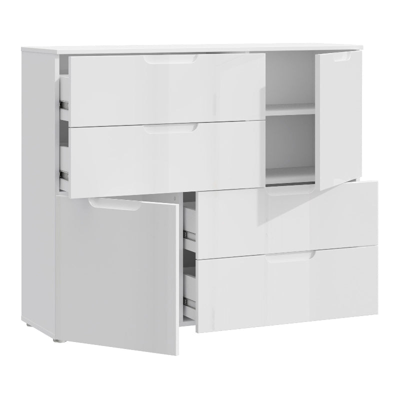 Sienna Abstract High Gloss White Chest of Drawers - White Tree Furniture