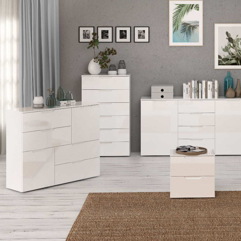 Sienna Abstract High Gloss White Chest of Drawers - White Tree Furniture