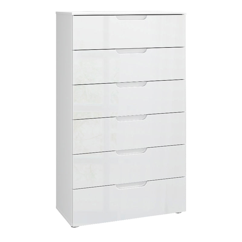 Sienna High Gloss White Chest of 6 Drawers - White Tree Furniture