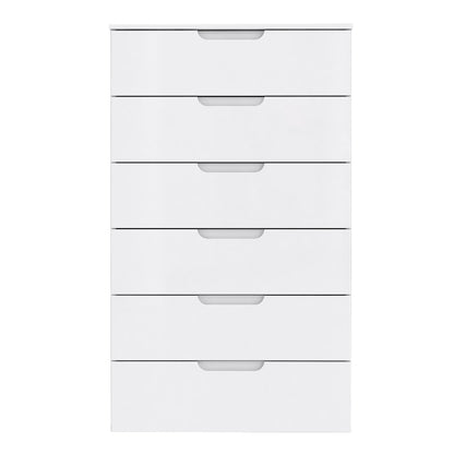 Sienna High Gloss White Chest of 6 Drawers - White Tree Furniture