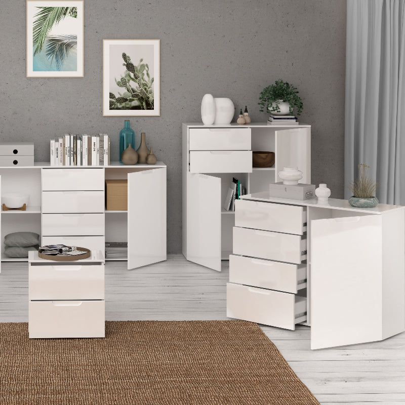 Sienna High Gloss White Chest of Drawers - White Tree Furniture