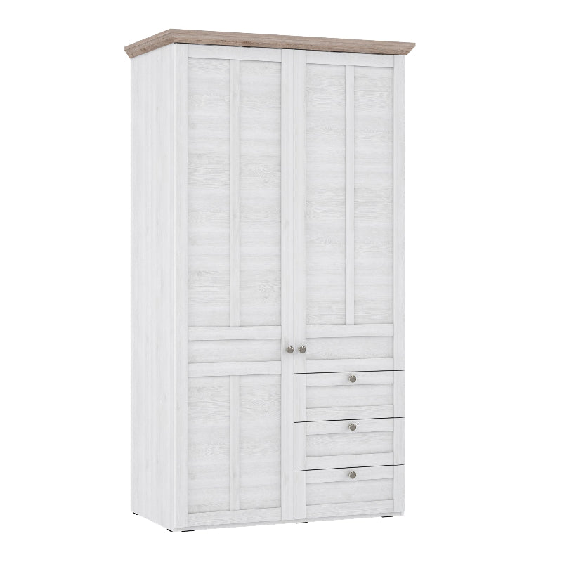 Illoppa 2 Door Wardrobe in Snowy Oak / Oak Nelson - White Tree Furniture