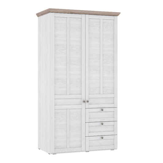 Illoppa 2 Door Wardrobe in Snowy Oak / Oak Nelson - White Tree Furniture