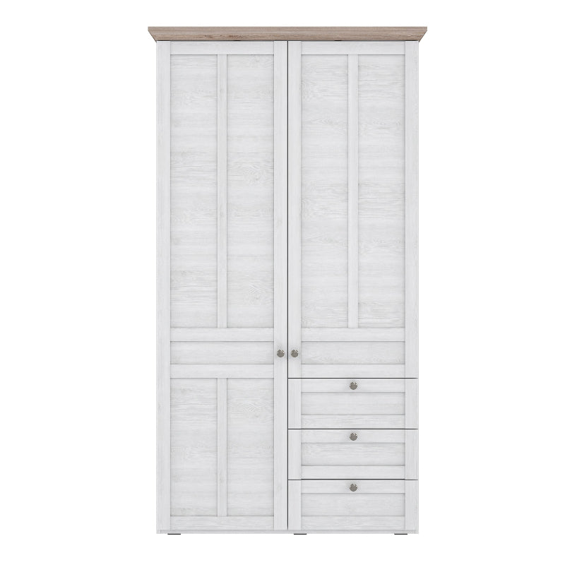 Illoppa 2 Door Wardrobe in Snowy Oak / Oak Nelson - White Tree Furniture