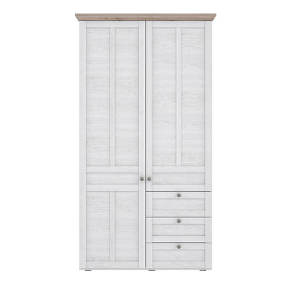 Illoppa 2 Door Wardrobe in Snowy Oak / Oak Nelson - White Tree Furniture