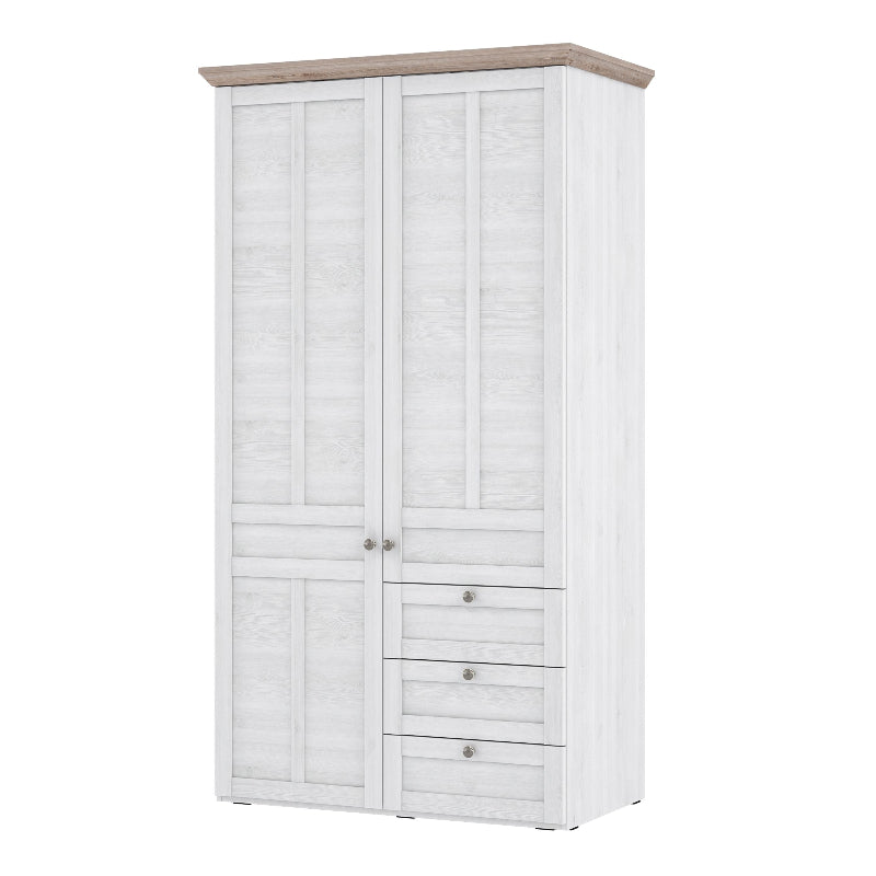 Illoppa 2 Door Wardrobe in Snowy Oak / Oak Nelson - White Tree Furniture