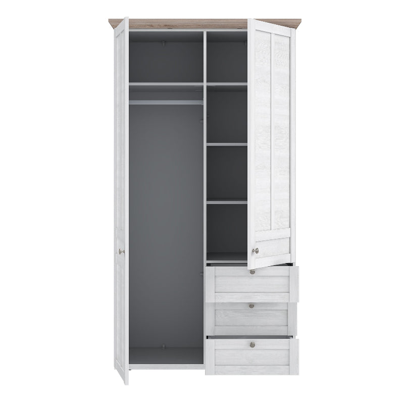 Illoppa 2 Door Wardrobe in Snowy Oak / Oak Nelson - White Tree Furniture