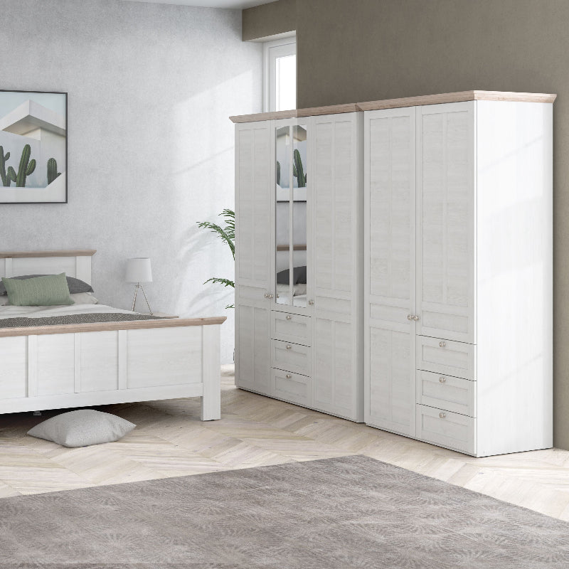 Illoppa 2 Door Wardrobe in Snowy Oak / Oak Nelson - White Tree Furniture