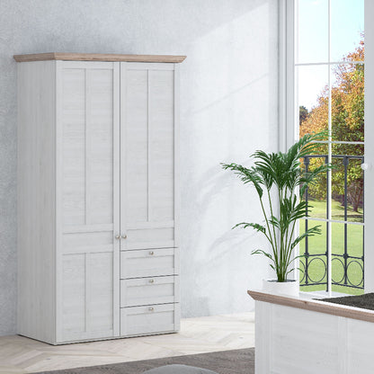 Illoppa 2 Door Wardrobe in Snowy Oak / Oak Nelson - White Tree Furniture