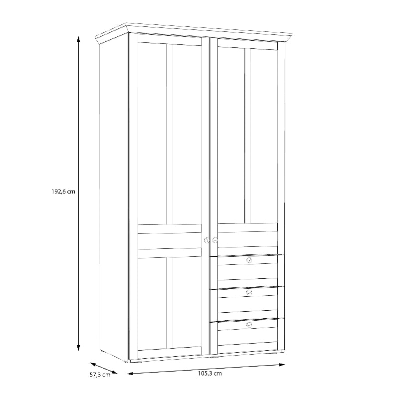 Illoppa 2 Door Wardrobe in Snowy Oak / Oak Nelson - White Tree Furniture