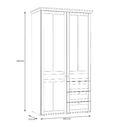 Illoppa 2 Door Wardrobe in Snowy Oak / Oak Nelson - White Tree Furniture