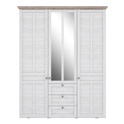 Iloppa 3 Door Wardrobe in Snowy Oak / Oak Nelson - White Tree Furniture