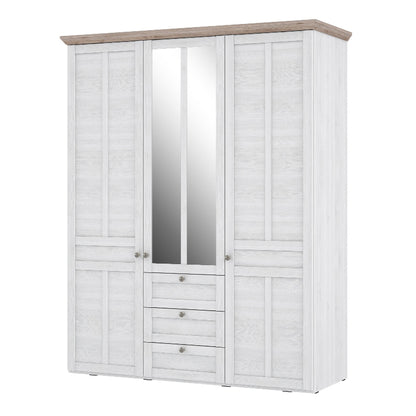 Iloppa 3 Door Wardrobe in Snowy Oak / Oak Nelson - White Tree Furniture