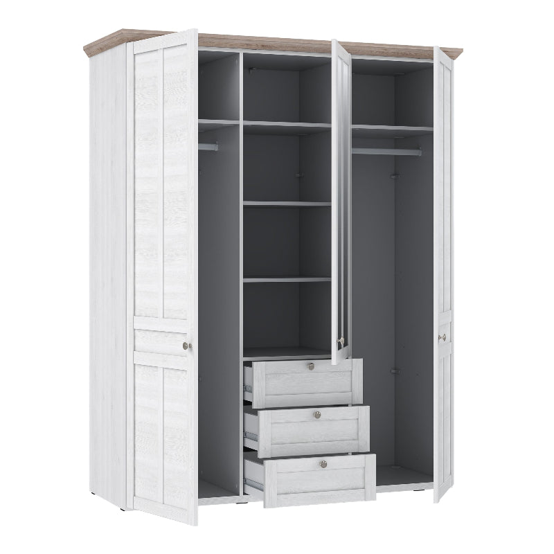 Iloppa 3 Door Wardrobe in Snowy Oak / Oak Nelson - White Tree Furniture