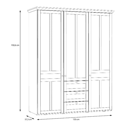 Iloppa 3 Door Wardrobe in Snowy Oak / Oak Nelson - White Tree Furniture