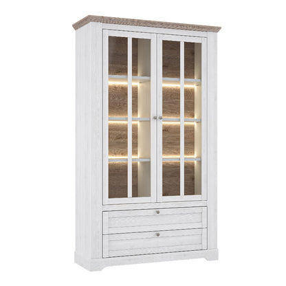 Illoppa Display Cabinet in Snowy Oak / Oak Nelson - White Tree Furniture