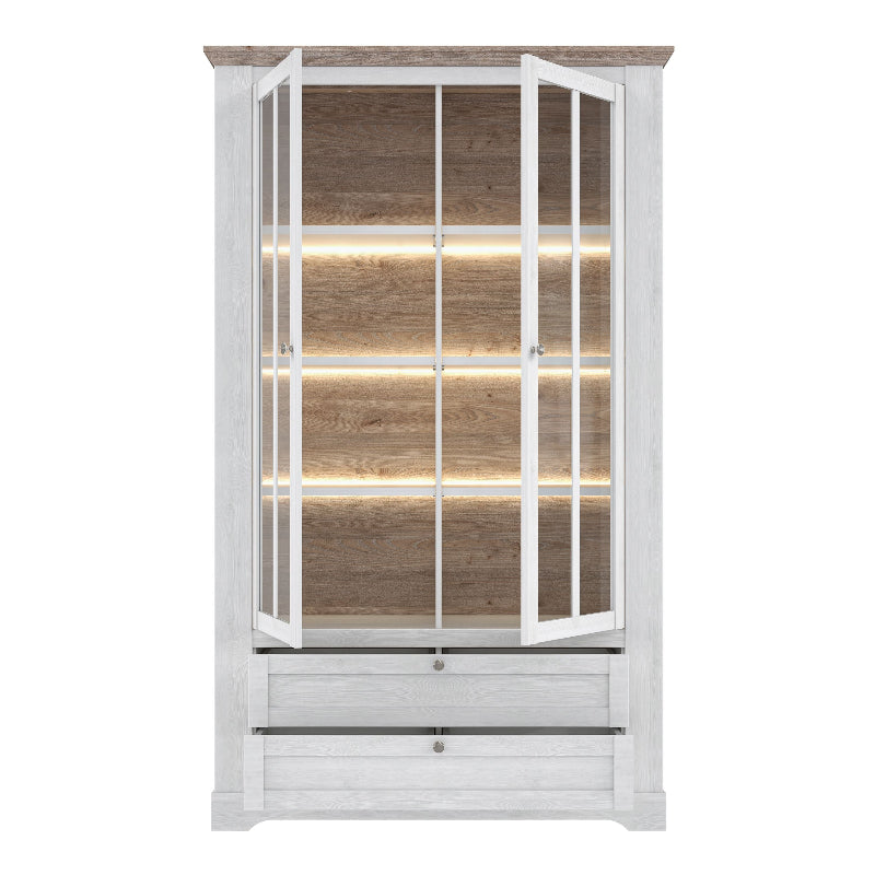 Illoppa Display Cabinet in Snowy Oak / Oak Nelson - White Tree Furniture