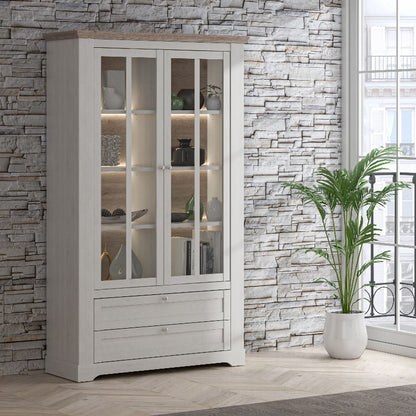 Illoppa Display Cabinet in Snowy Oak / Oak Nelson - White Tree Furniture