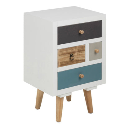 Thais Multi Coloured Shabby Chic Bedside with 4 Drawers - White Tree Furniture