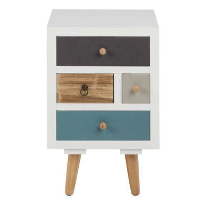 Thais Multi Coloured Shabby Chic Bedside with 4 Drawers - White Tree Furniture