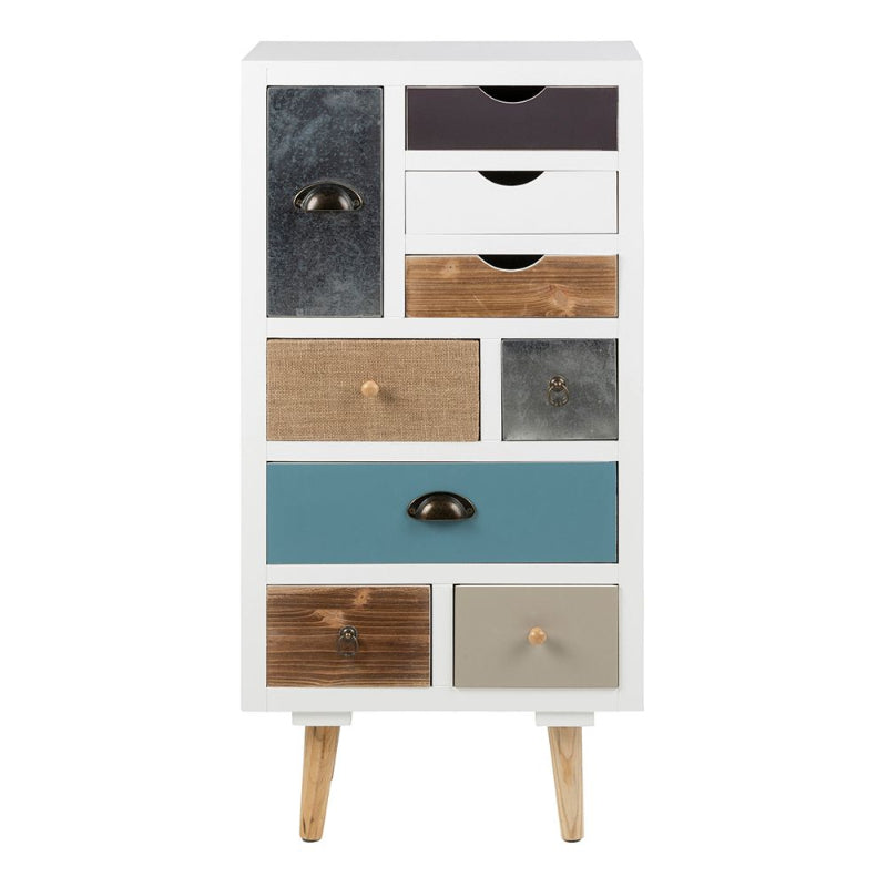 Thais Multi Coloured Shabby Chic 9 Drawer Chest - White Tree Furniture