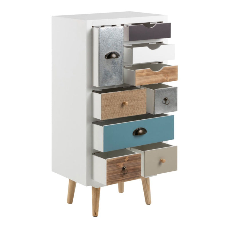 Thais Multi Coloured Shabby Chic 9 Drawer Chest - White Tree Furniture