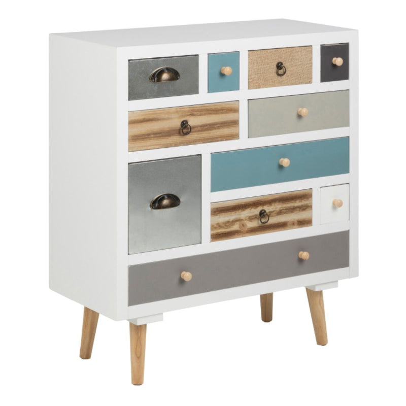 Thais Multi Coloured Shabby Chic 11 Drawer Chest - White Tree Furniture