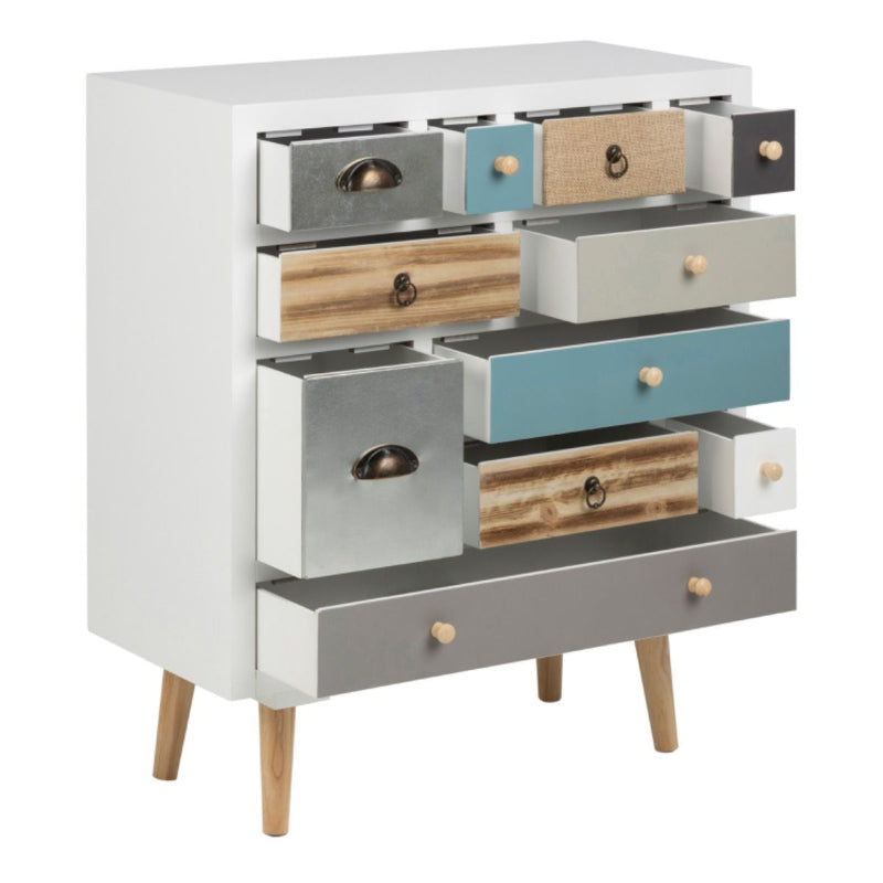 Thais Multi Coloured Shabby Chic 11 Drawer Chest - White Tree Furniture