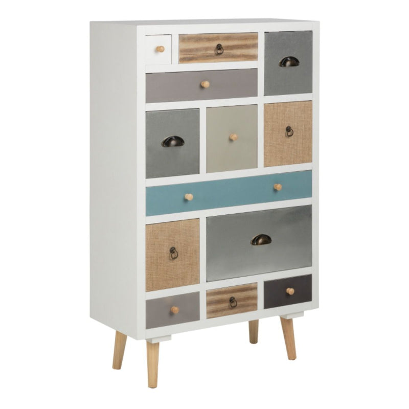 Thais Multi Coloured Shabby Chic 13 Drawer Chest - White Tree Furniture