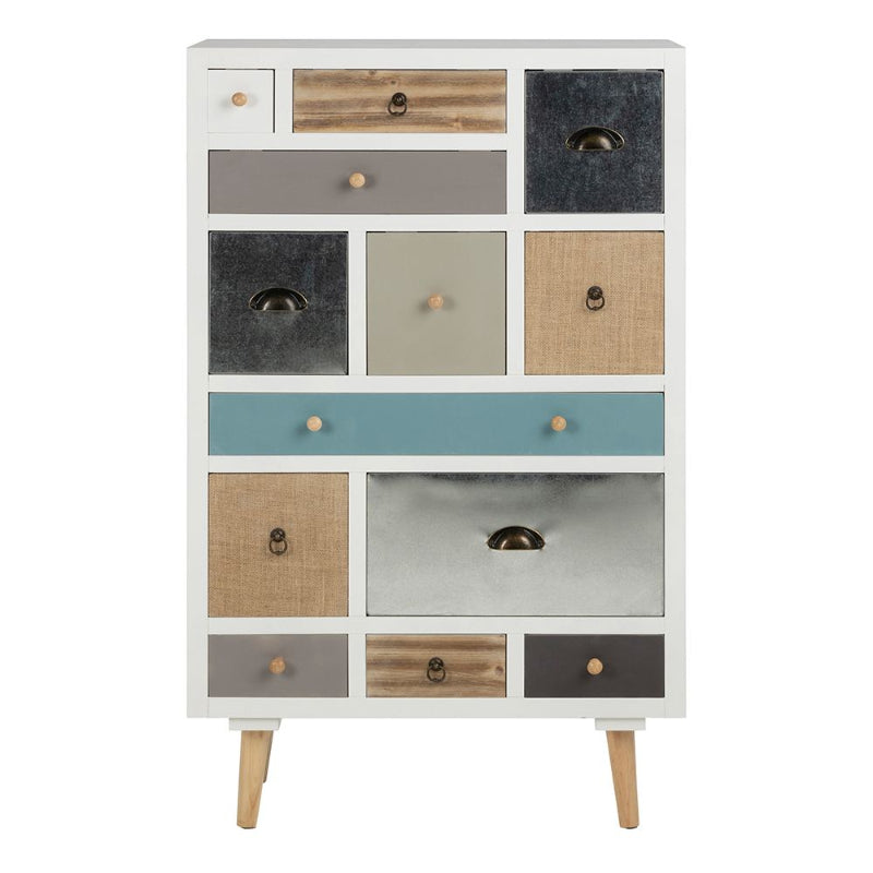 Thais Multi Coloured Shabby Chic 13 Drawer Chest - White Tree Furniture