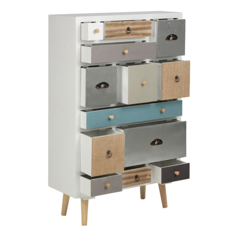 Thais Multi Coloured Shabby Chic 13 Drawer Chest - White Tree Furniture