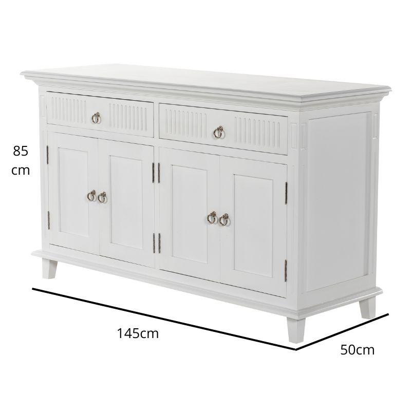 NOVASOLO Skansen Scandinavian White Painted Sideboard with 4 Doors - White Tree Furniture