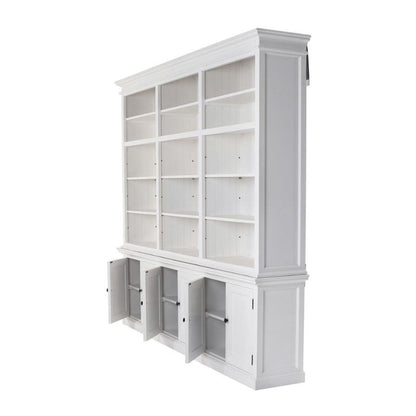 NOVASOLO HALIFAX Extra Large White Bookcase with Cupboards CA614 - White Tree Furniture