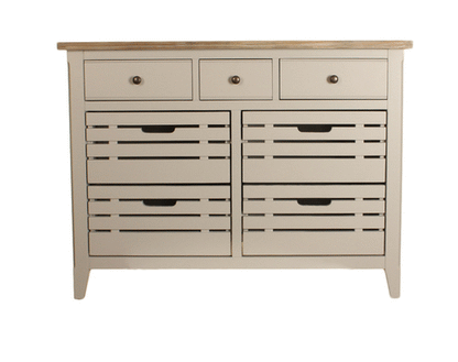 BAUMHAUS Signature Grey Small Sideboard w/ Limed Wood Top CFF02C - White Tree Furniture