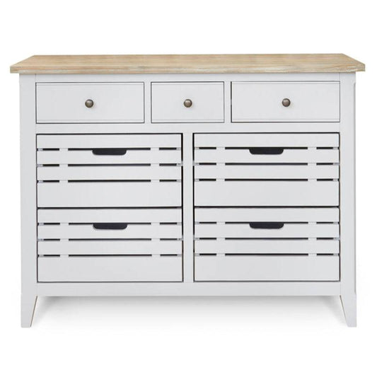 BAUMHAUS Signature Grey Small Sideboard w/ Limed Wood Top CFF02C - White Tree Furniture