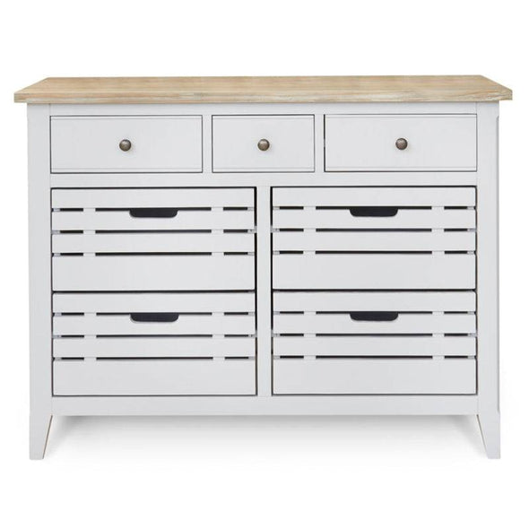 BAUMHAUS Signature Grey Small Sideboard w/ Limed Wood Top CFF02C - White Tree Furniture