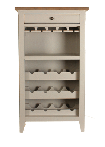 Baumhaus Signature Grey Wine Rack Cabinet with Limed Wood Top CFF05A - White Tree Furniture