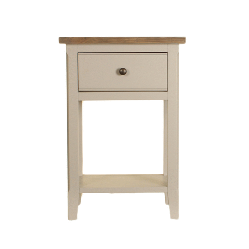 Baumhaus Signature Grey One Drawer Side Table with Limed Wood Top CFF10A - White Tree Furniture